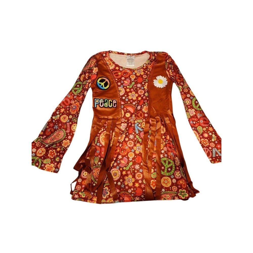 Hippie 1960's Girls Costume Size S,L Multi Color Faux Leather Plus Boot Covers